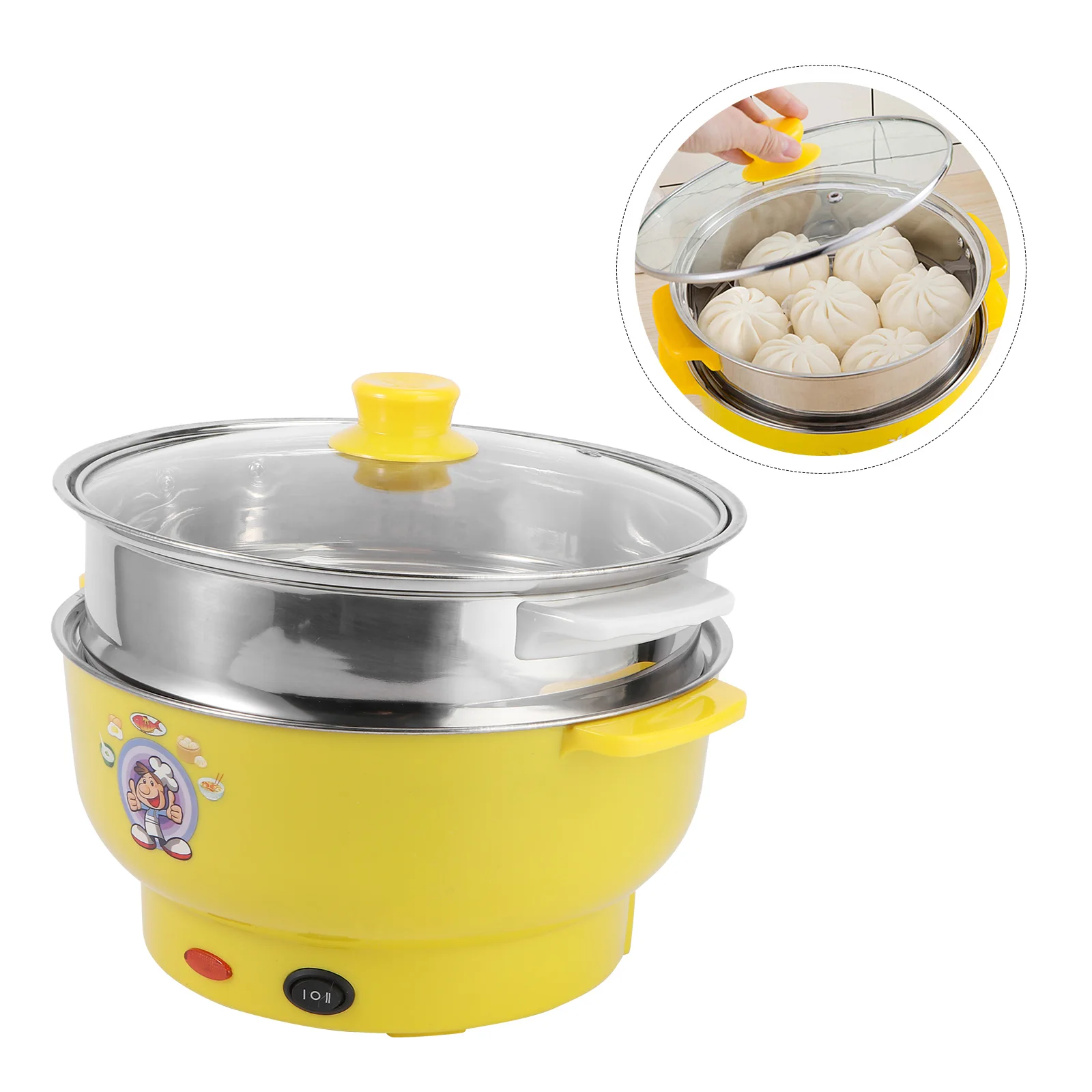 

Electric Hot Pot Steamer Double Layers Stockpot Cooking Boiler Stainless Steel Multifunctional Kitchen Tool Design