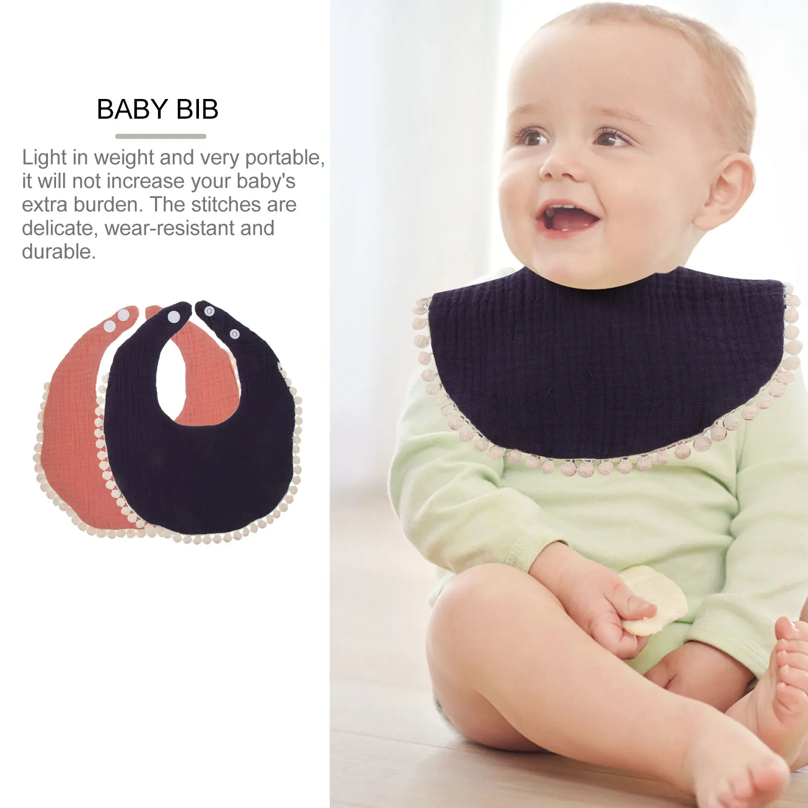 

2 Pcs Children's Saliva Wipes Bibs Baby Dribble Cloth Neutral Infant Drool Cotton Food Newborn