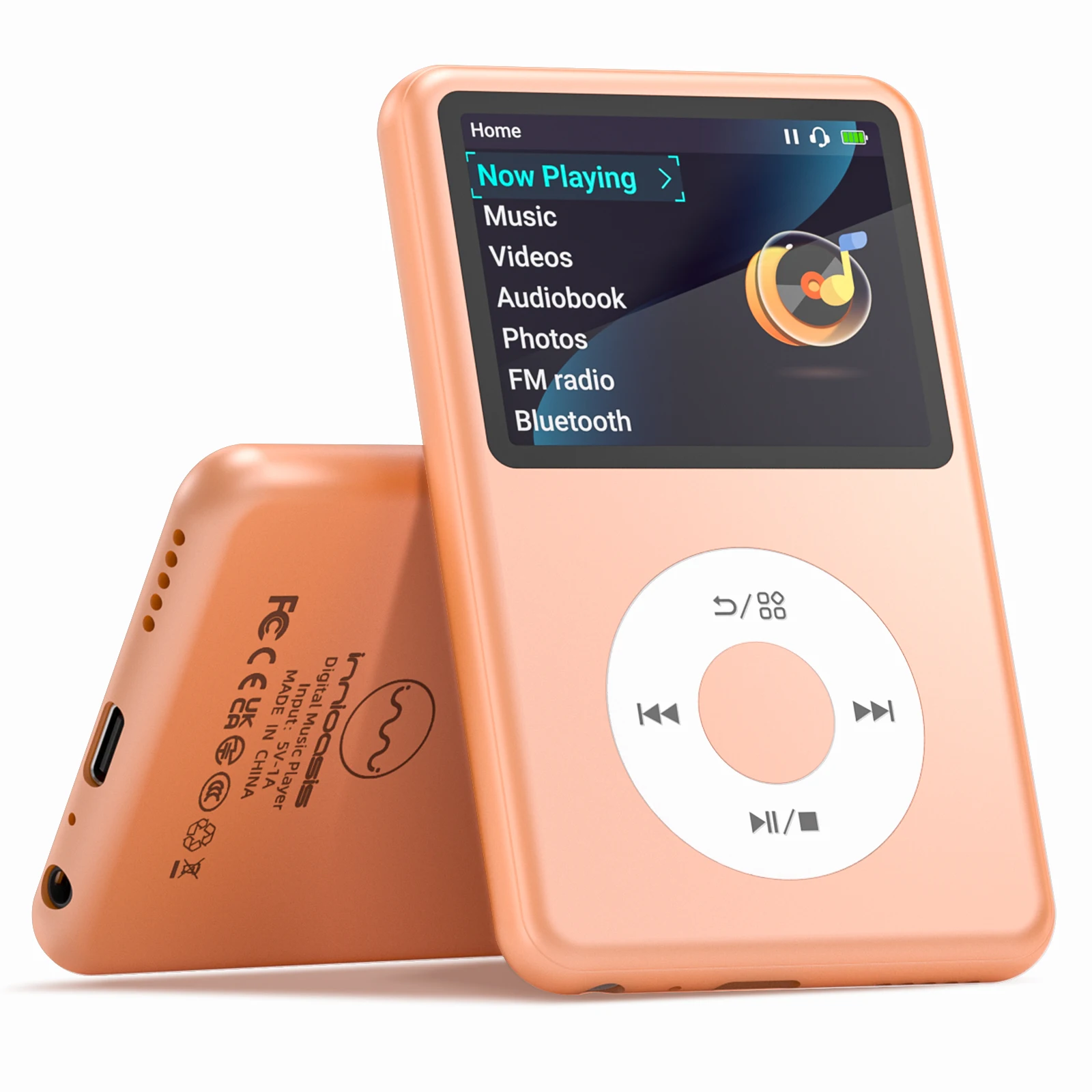 مشغل Mp3 سعة 128 جيجابايت من INNIOASIS مزود بتقنية البلوتوث، ومشغل موسيقى محمول مع فيديو وراديو ومشغل Hifi ومفاتيح آي بود التي تعمل باللمس