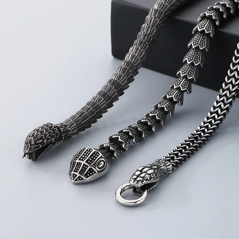 60cm Outdoor Portable EDC Punk Retro Snake Necklace Car Mounted Multifunctional Self-defense Short Whip Tool