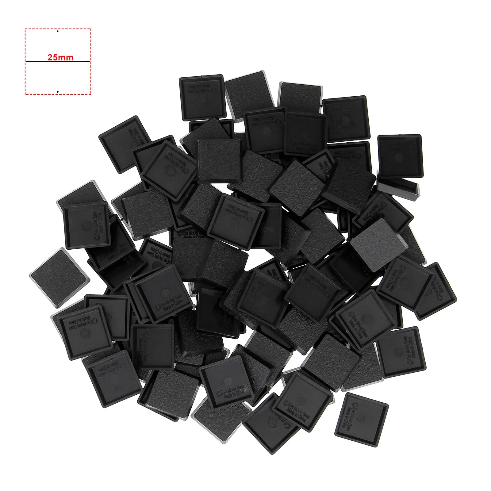 

100pcs 25mm Square Black Bases Plastic Miniature 25mm Model Base for Wargames Military Simulation Scene