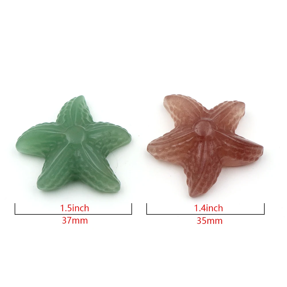 Estatua con forma de estrella de mar de 35mm, Animal marino, piedra Natural curativa, artesanía tallada de cristal, acuario de peces, decoración del hogar, regalo de Año Nuevo