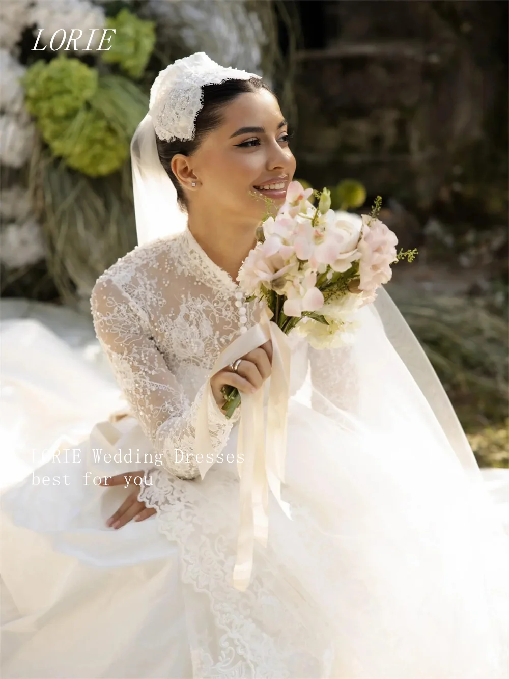 LORIE Luxury Lace A Line Wedding Dress Scoop Bridal Dresses Appliques Wedding Gown Customized 2026