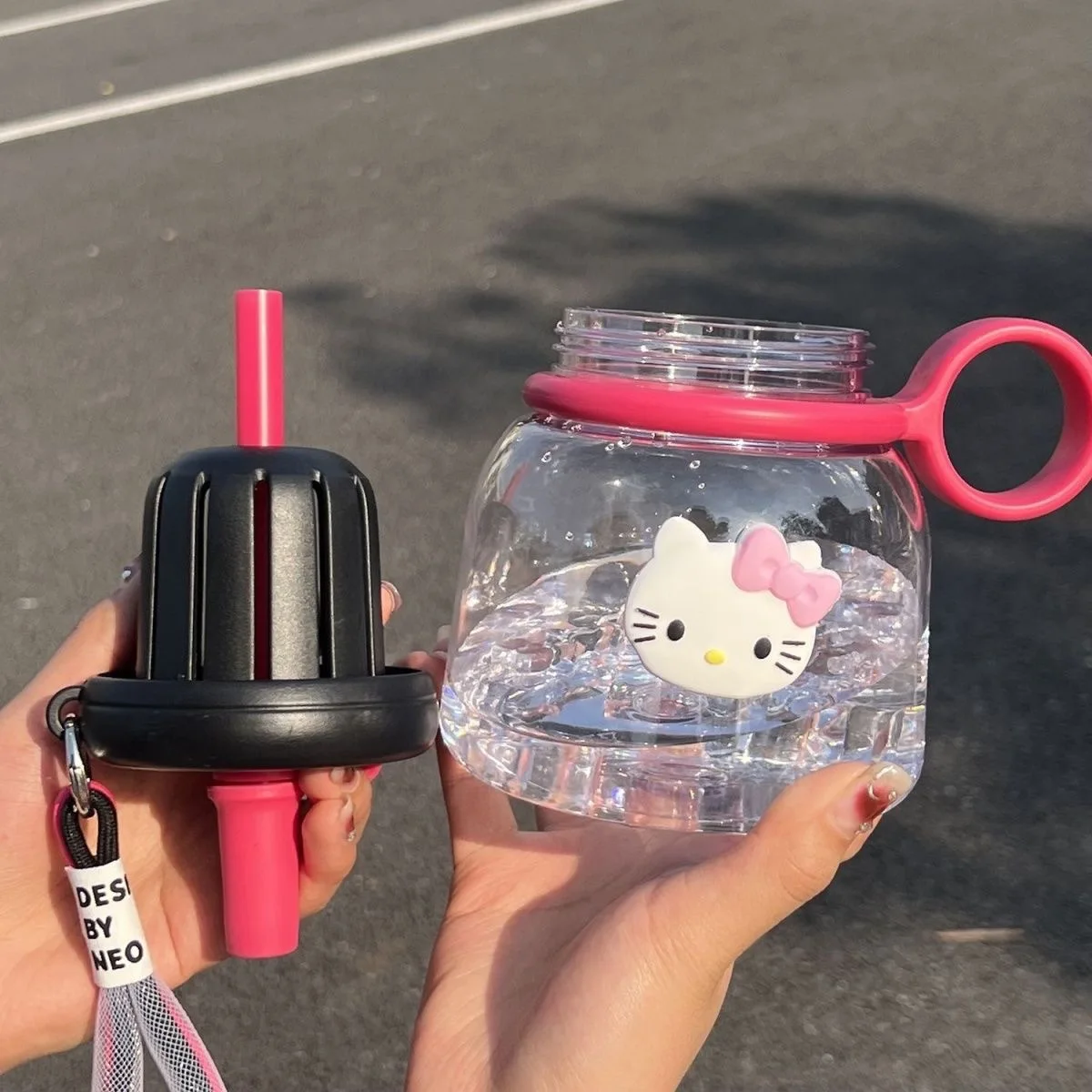 Sanrio HelloKitty Large Capacity Student High Beauty Cute Water Cup Girl Gift Car Cup Convenient Coffee Cup 1L