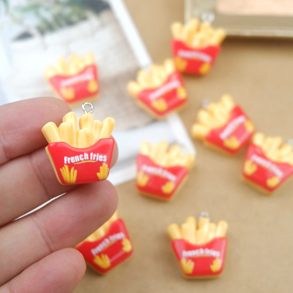 Süße Pommes Frites Ohrring Charms Kaninchen Anhänger Armbänder Schmuckherstellung DIY Handwerk handgefertigtes Puppenhaus