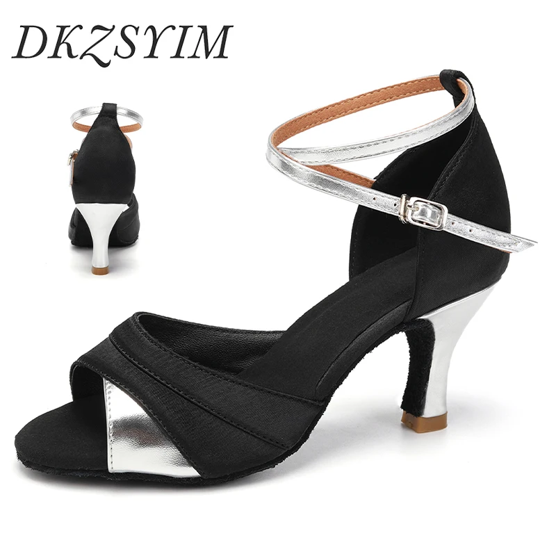 DKZSYIM Woman Latin Dance Shoes Ladies Girls Ballroom Dancing Shoes Sneaker 5/7cm Suede Soft Sole Jazz Salsa Practice Shoes