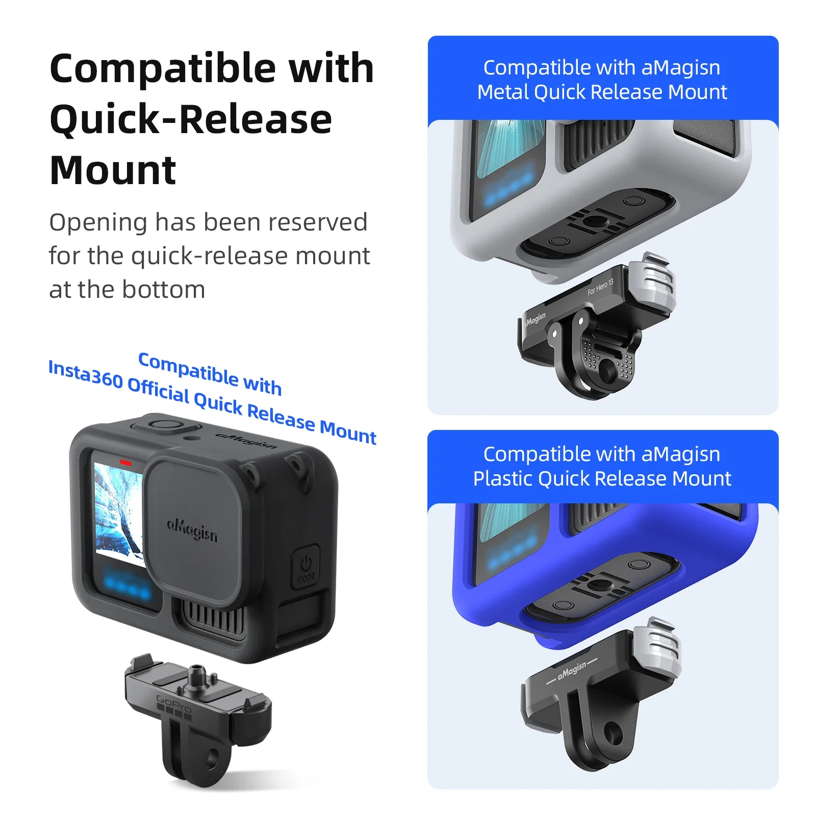 AMagisn-Étui de protection en silicone pour GoPro Fore13, résistant à 360, batterie gratuite, accessoires pour caméra d'action latérale