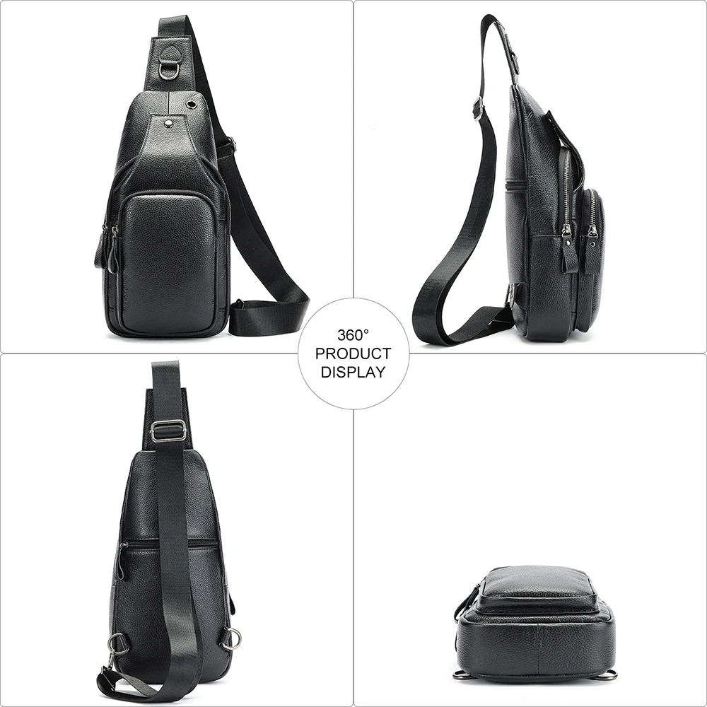 WESTAL Leather Chest Bag Men's Premium Layer Cowhide Chest Cross Bag Trend Shoulder Chest Bag