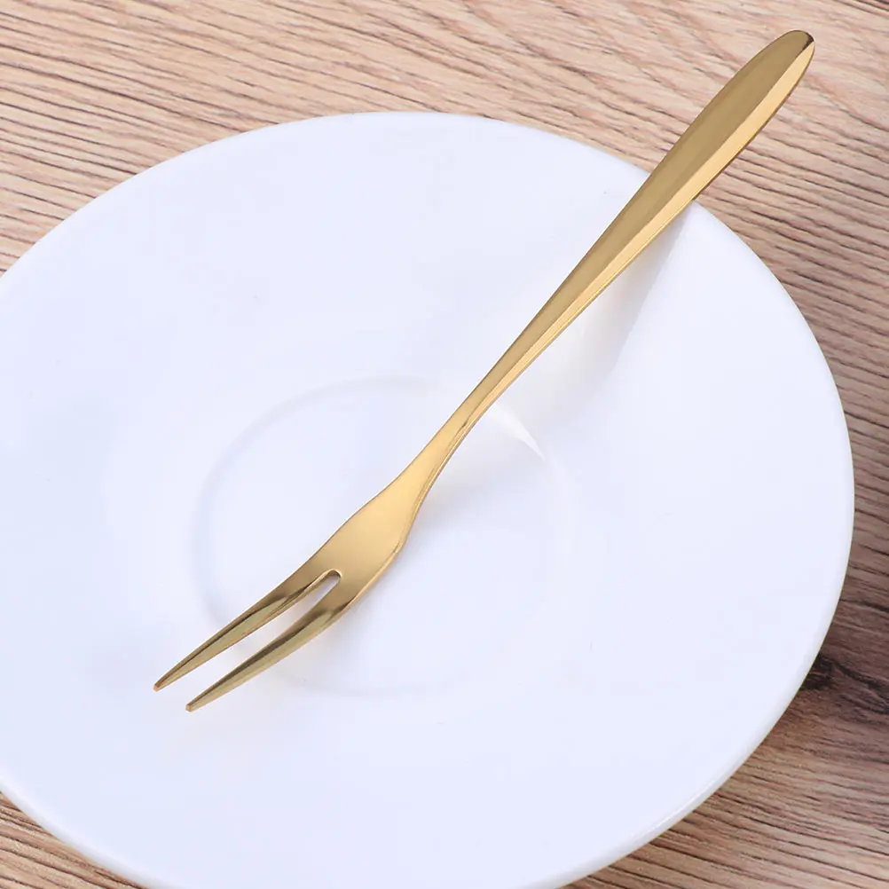 

2 Pcs Titanium Fruit Forks Stainless Steel Dessert Kitchen Gadgets Smooth Surface Easy Clean Suitable Bar Cafe Beach Hotel Home