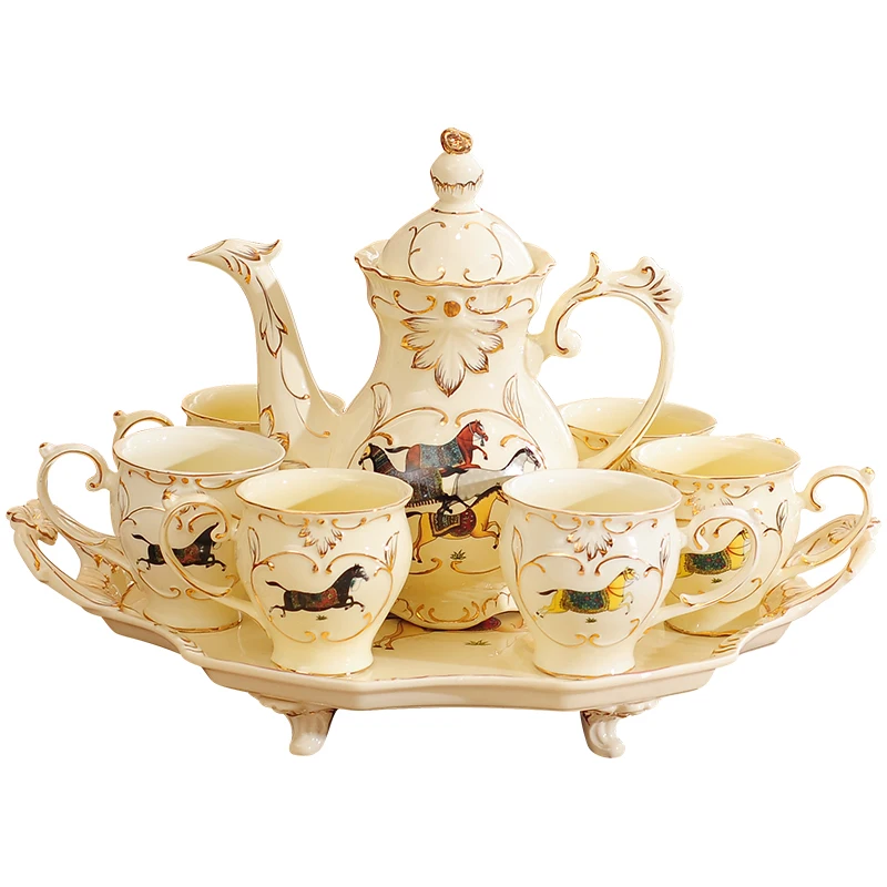 

European water cup teapot set household living room water set cup ceramic