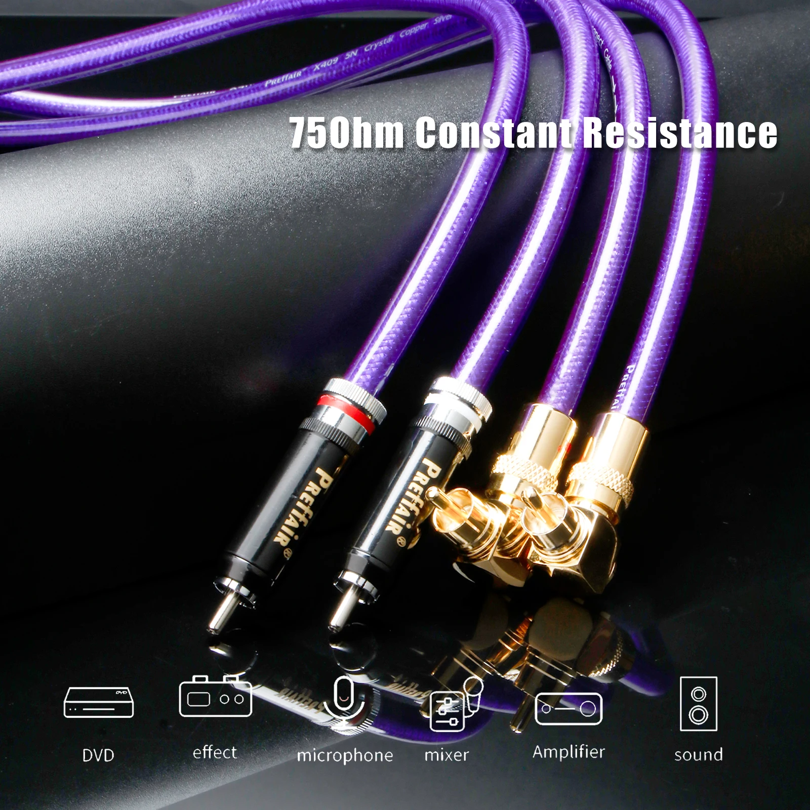 Paar RCA-Audiokabel 90 Grad Winkel-RCA-Kabel 7N OCC mit 90-Grad-RCA-Stecker für Verstärker DAC TV-Box – Detail 7