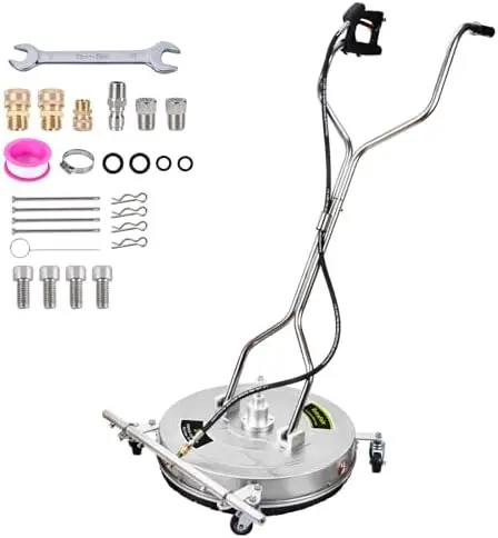 

24" Pressure Washer Surface Cleaner Mate with 5 Nozzles Water Broom | Stainless Steel Dual Handle Power Washer Surface