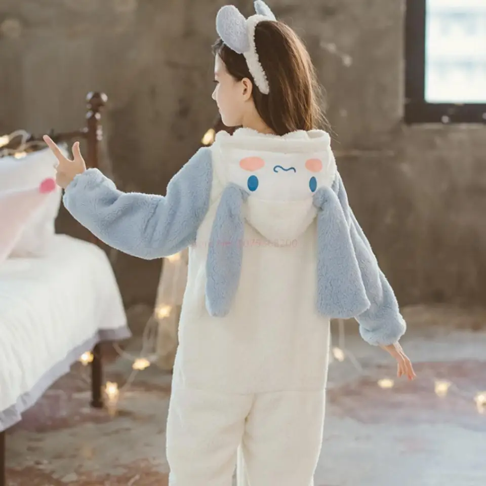 Sanrioed Plush Anime Cinnamoroll Winter Flannel Kids Rompers Girl Boy Toddler Jumpsuit Infant Clothes Pyjamas Kid Overalls Gift