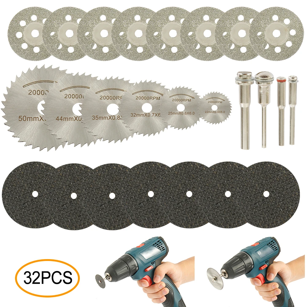 6-32Pcs Mini Circular Saw Blades Professional Woodworking Cutting Disc For Dremel Metal Cutter Power Tool Wood Cutting Discs