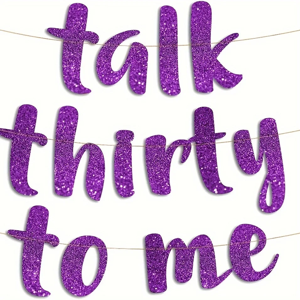 1 Set Talk Thirty to Me Purple Blue Hot Pink Glitter Banner 30th Birthday Party Decorations and Supplies Perfect for 30th Birthd