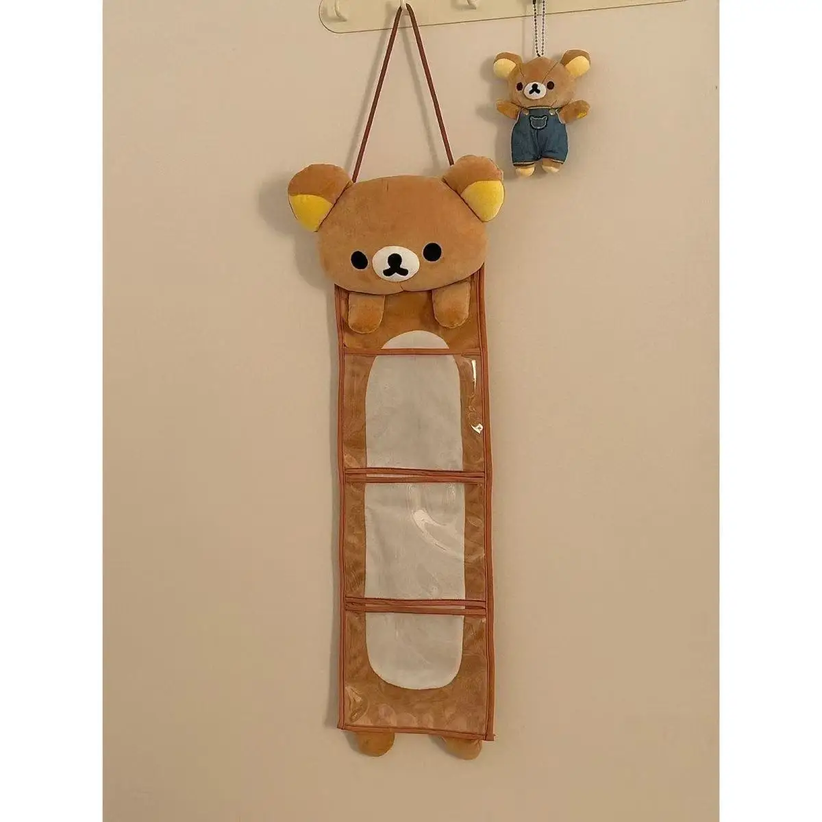 cute Rilakkuma Wall Hanging Bag Cartoon Relaxbear Brother Door Hanging Large Capacity Kawaii Student Dormitory Sundries Storage