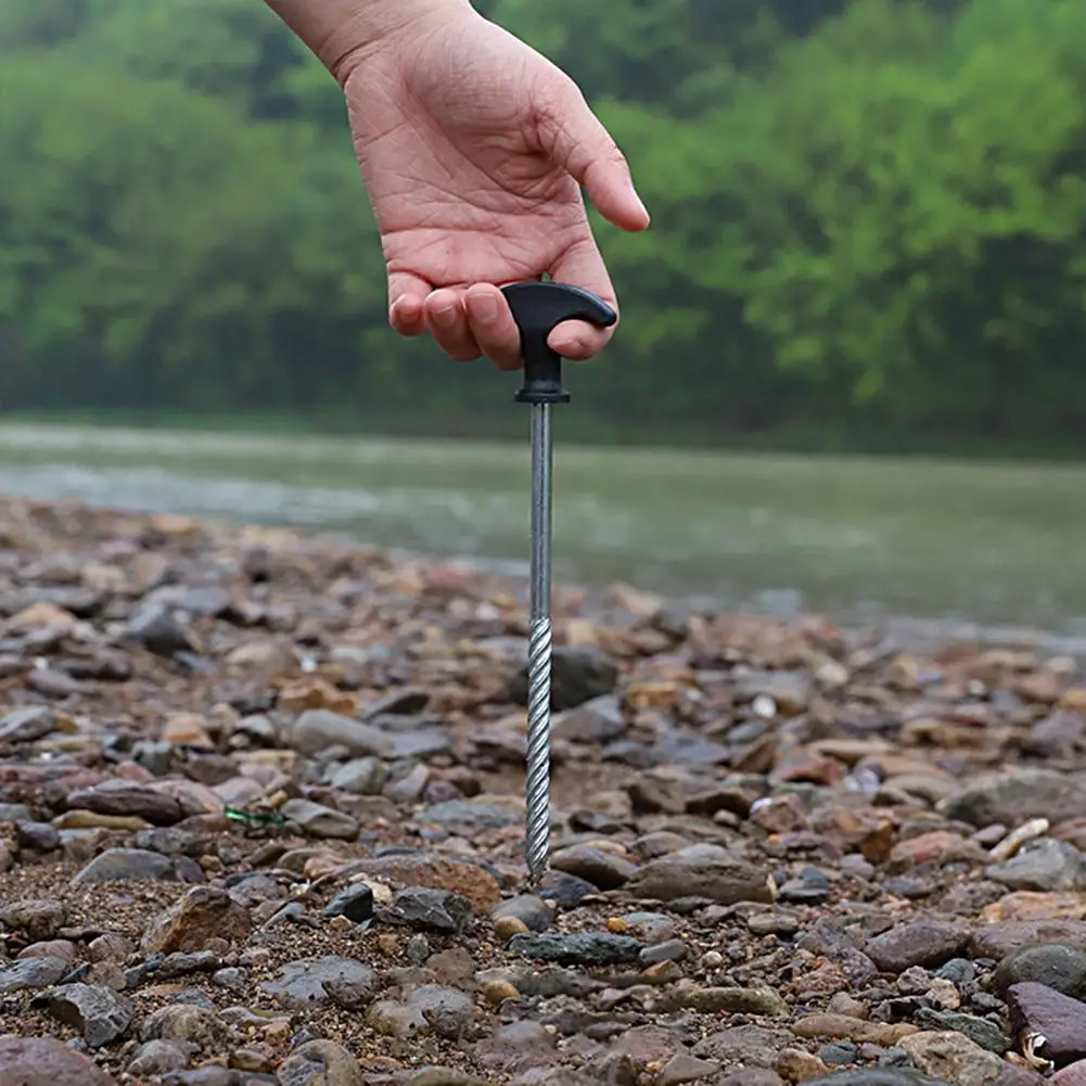 

Camping Tent Stake Thread Style Tent Peg High Hardness Strong Impact Resistance Camping Garden Canopy Stake for Camping