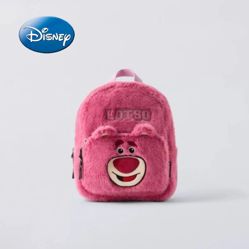 ديزني شتاء جديد لطيف الكرتون أفخم الفراولة الدب الأطفال على ظهره رياض الأطفال موضة حقيبة مدرسية عالية الجودة هدية