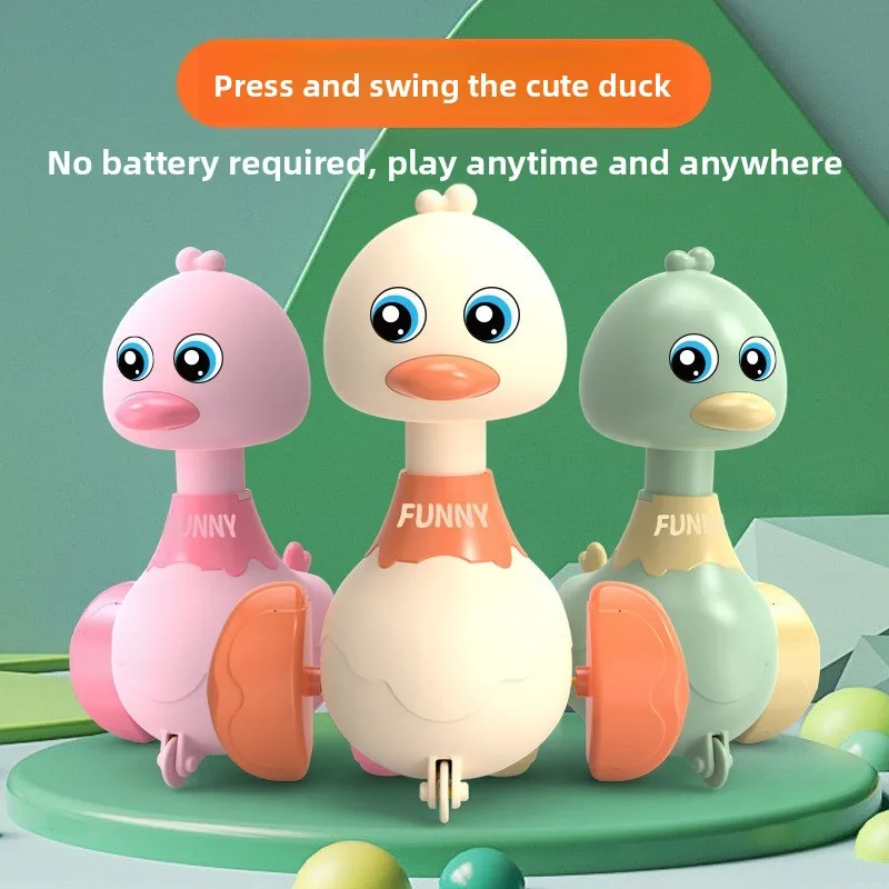 Children Press The Little Yellow Duck To Pull Back MengMeng Duck Early Education Cute Pet Slide Swing Duck Baby Baby Toys.