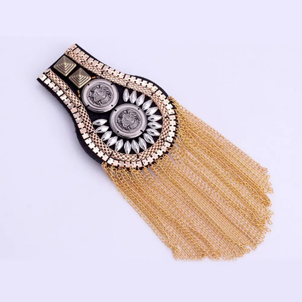 Pin Tassel Chain Epaulettes Alloy Detachable Brooch Shoulder Board Shiny Metal Jacket Vintage Brooch Knight's Uniform