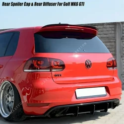 MAXTON STYLE REAR ROOF SOIPER CAP & REAR BUMPER DIFFUSER SPLITTERS FOR VOLKSWAGEN VW GOLF MK6 6 GTI 2009 2010 2011 2012 2013