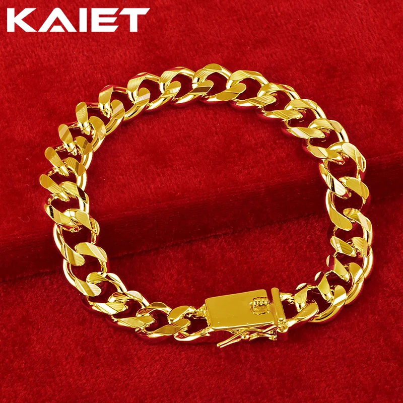 

KAIET 925 Sterling Silver 10MM Side Chain Bracelet Plated With 18K Gold Wedding Party For Women Charm Jewelry