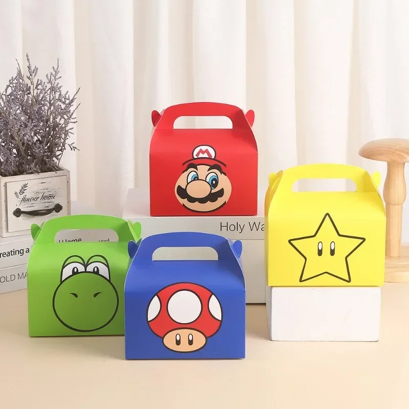 5pcs Super Mario Bros Gifts Box Portable Cake Dessert Birthday Baby Welcome Anime Kids Packaging Creative Cartoon Party Gift Box