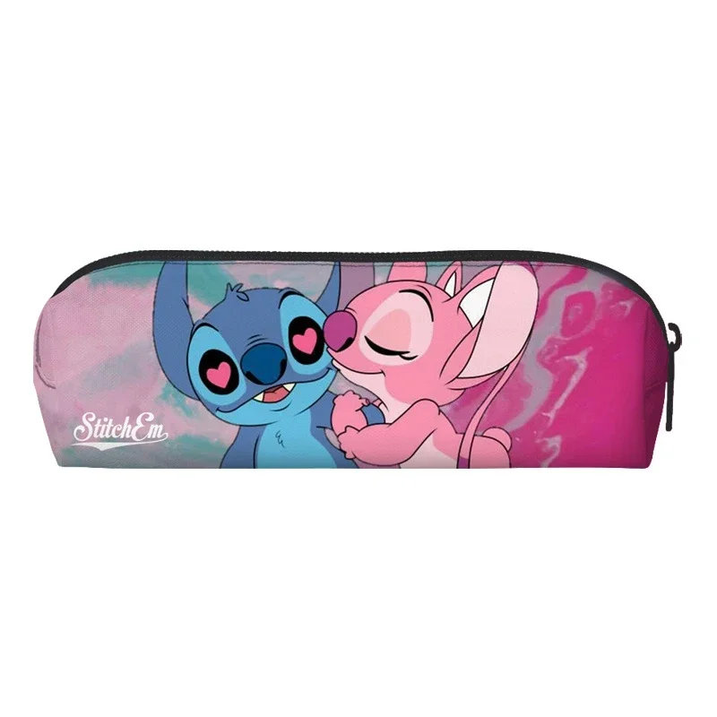 Disney Stitch Pencil Case Cute Cartoon Angel Girl&Child Large Capacity Fashion Pencil Bag Learning Supplies Holiday Gifts