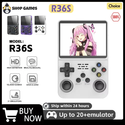 Consola de videojuegos portátil R36S Retro, sistema Linux, pantalla IPS de 3,5 pulgadas, reproductor portátil, juegos de 64GB, varios colores disponibles