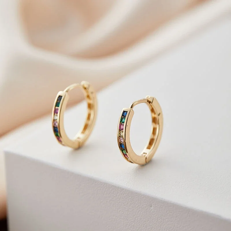 Europe and The United States Fashion Color Inlaid Zirconia Pendant Earrings for Women with Exquisite Jewelry Accessories