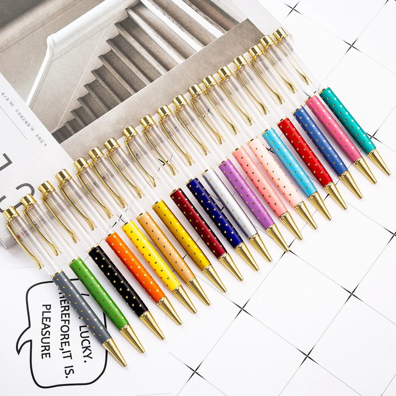 

30PCS DIY Heart shaped Empty Tube Ballpoint Pen Creative Gift Metal Pen Rotating Ballpoint Pen