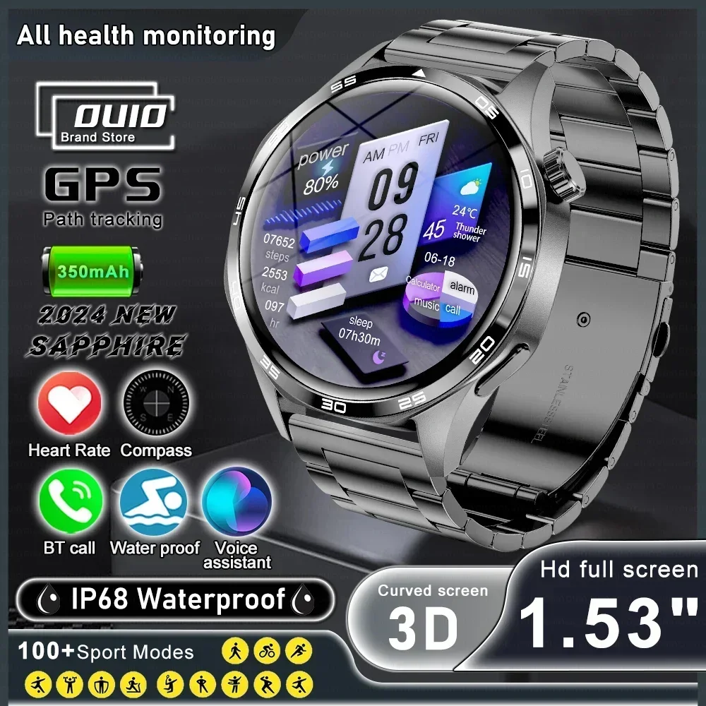 

2024 New Original for Huawei GT5 Pro Men GPS Smart Watch Sports Bracelet NFC Compass Waterproof Heart Rate HD BT Call smartwatch