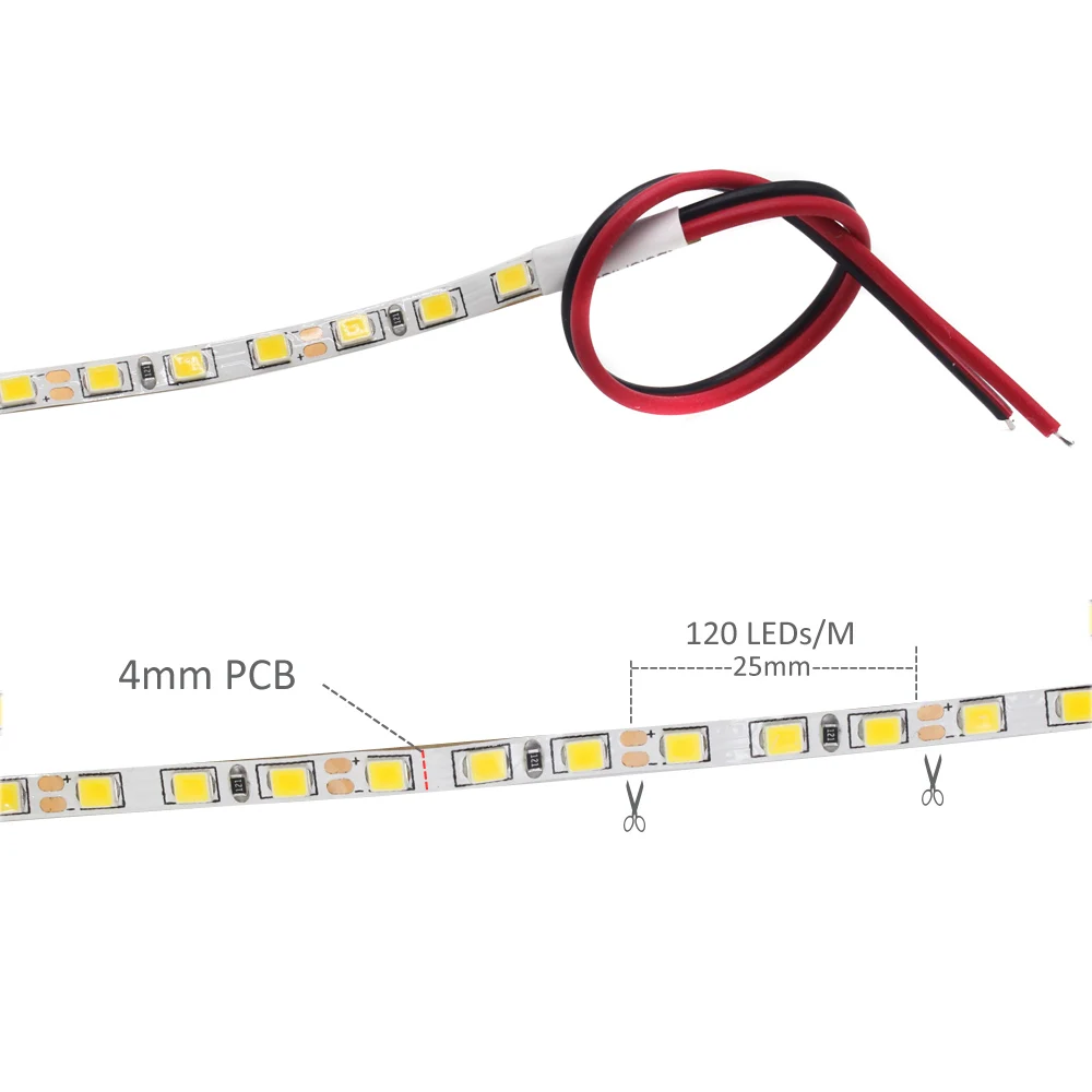 12/24V  LED Strip Lights 2835 120LEDs/m 4mm 5mm Narrow Width LED Strip Light  Flexible LED Tape Ribbon Lamp