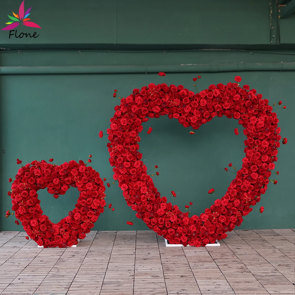 

Искусственные цветы в форме сердца, венок, предложение, свадебное украшение, высококачественное шелковое красное розовое сердце, искусственный цветочный декор FL2580