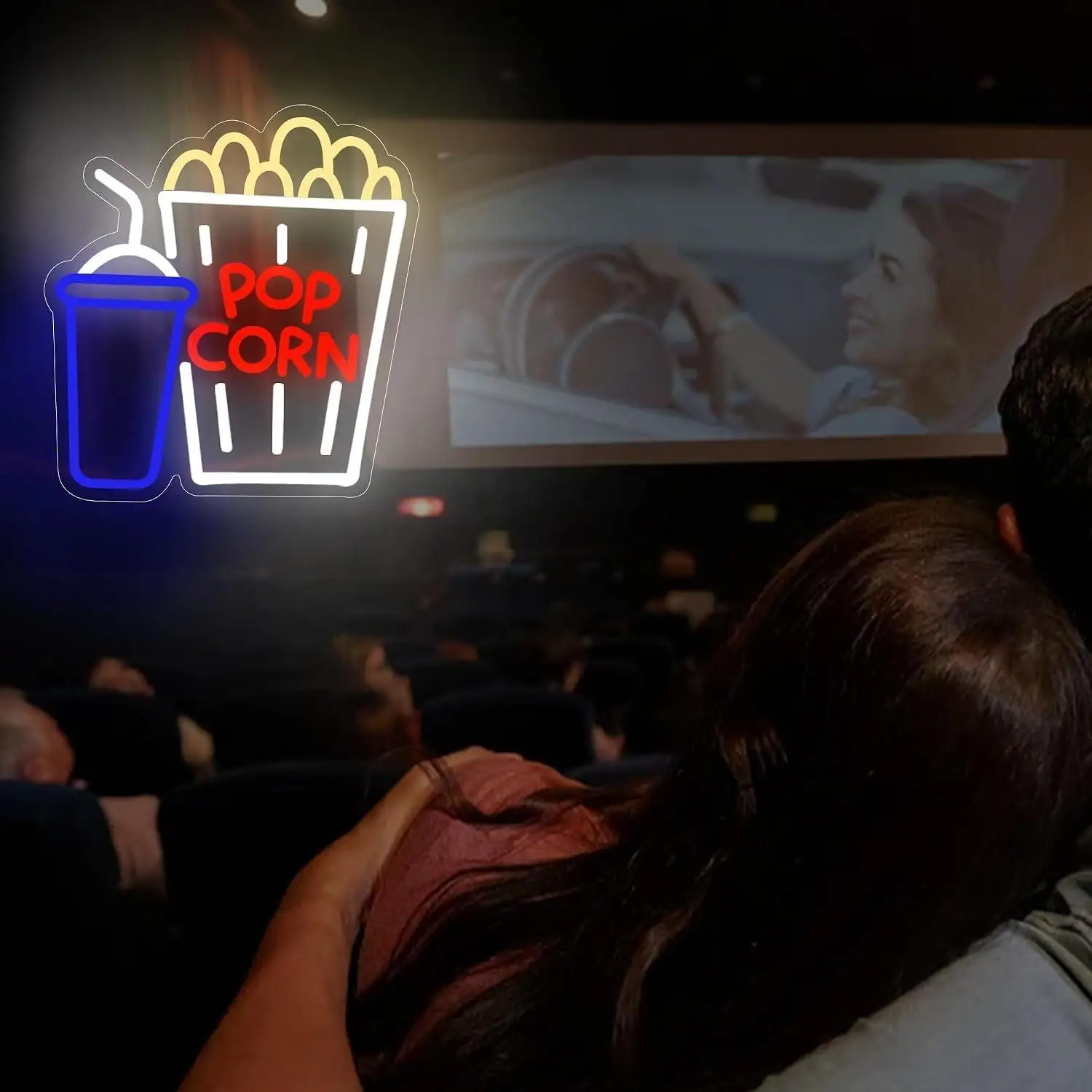 Popcorn Drink Cup Neon Sign Dimmable Led Lights For Snack Shop Cinema Kitchen Man Cave Interior Wall Decoration Ambient Lighting