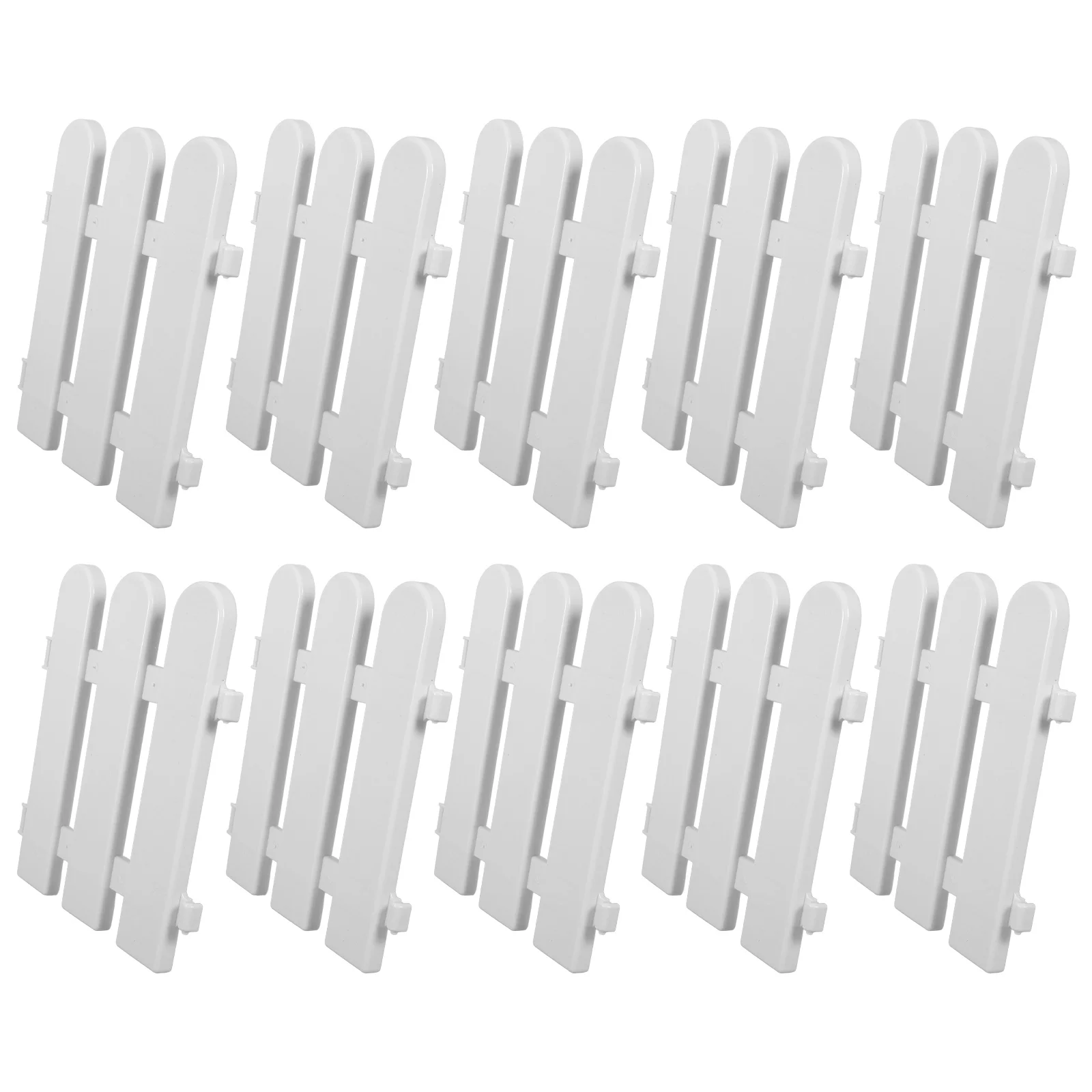 

10 Pcs Garden Fence Border Xmas Miniature Pot Courtyard Fences Grass Lawn Plastic Fake White