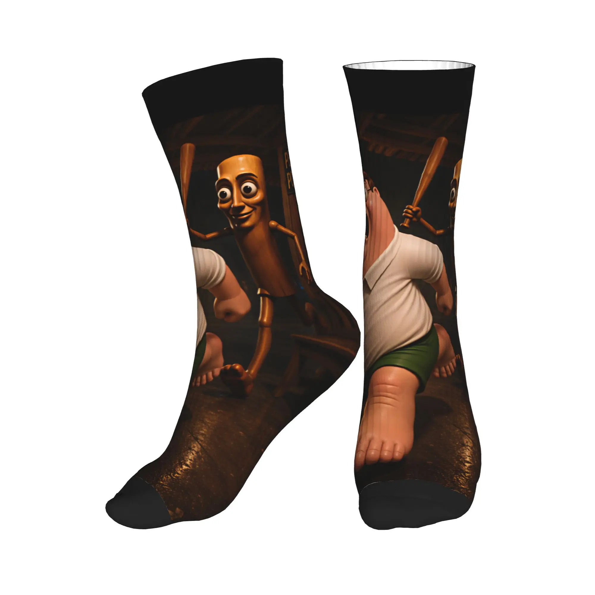 Tung Tung Sahur Baseball Bat Chase Funny Meme Stockings Men Socks Soft Novelty Socks Autumn Outdoor Non-Slip Graphic Socks