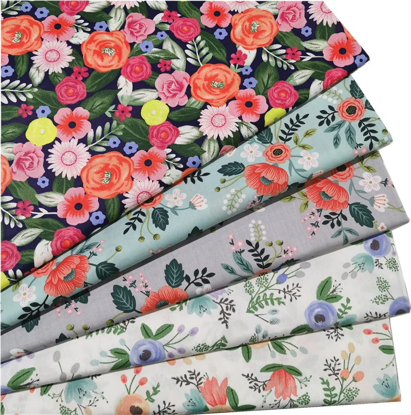 160cm * 50cm retro flores escuras tecido de algodão diy roupa de cama vestido retalhos tecido crianças trabalho manual pano de algodão tecido