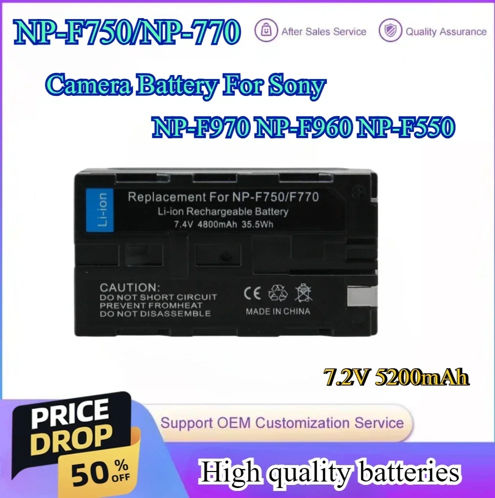 

7.2V 5200mAh NP-F770 NP F750 NP-F750 NP-F730 Camera Battery For Sony NP-F970 NP-F960 NP-F550 CCD-TRV215 CCD-TR917 CCD-RV100