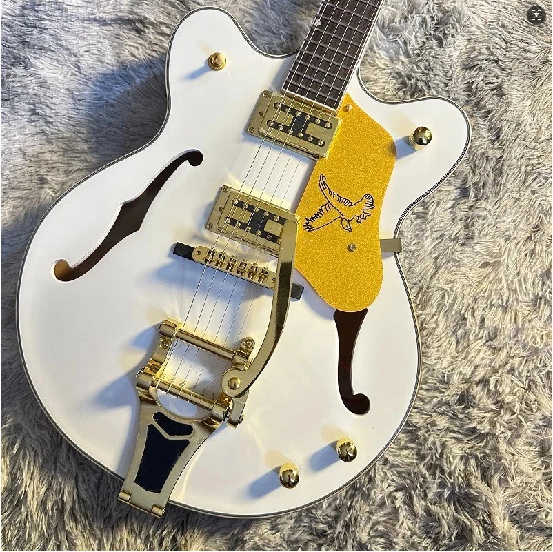 Cuerpo hueco Gretsch guitarra eléctrica de oro blanco golpeador dorado pastillas 2H envío gratis