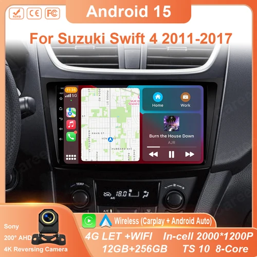 Android 15 Radio estéreo para coche para Suzuki Swift 4 2011 2012 2013 2014 -2016 reproductor de vídeo Multimedia GPS inalámbrico Carplay Auto WIFI