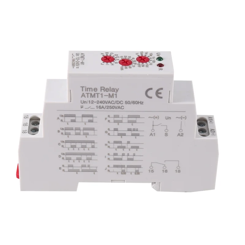 AEF7-12-240VAC/DC Din Rail Type Time Delay Relay 16A/250VAC Multifunction Timer Relay With 10 Function Choices, ATMT1