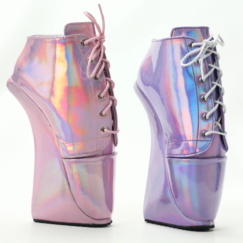 

Novelty Holographic Fetish Sexy Ankle 7inch High Heel Platform Ballet Heels Shoes Unisex size36-46