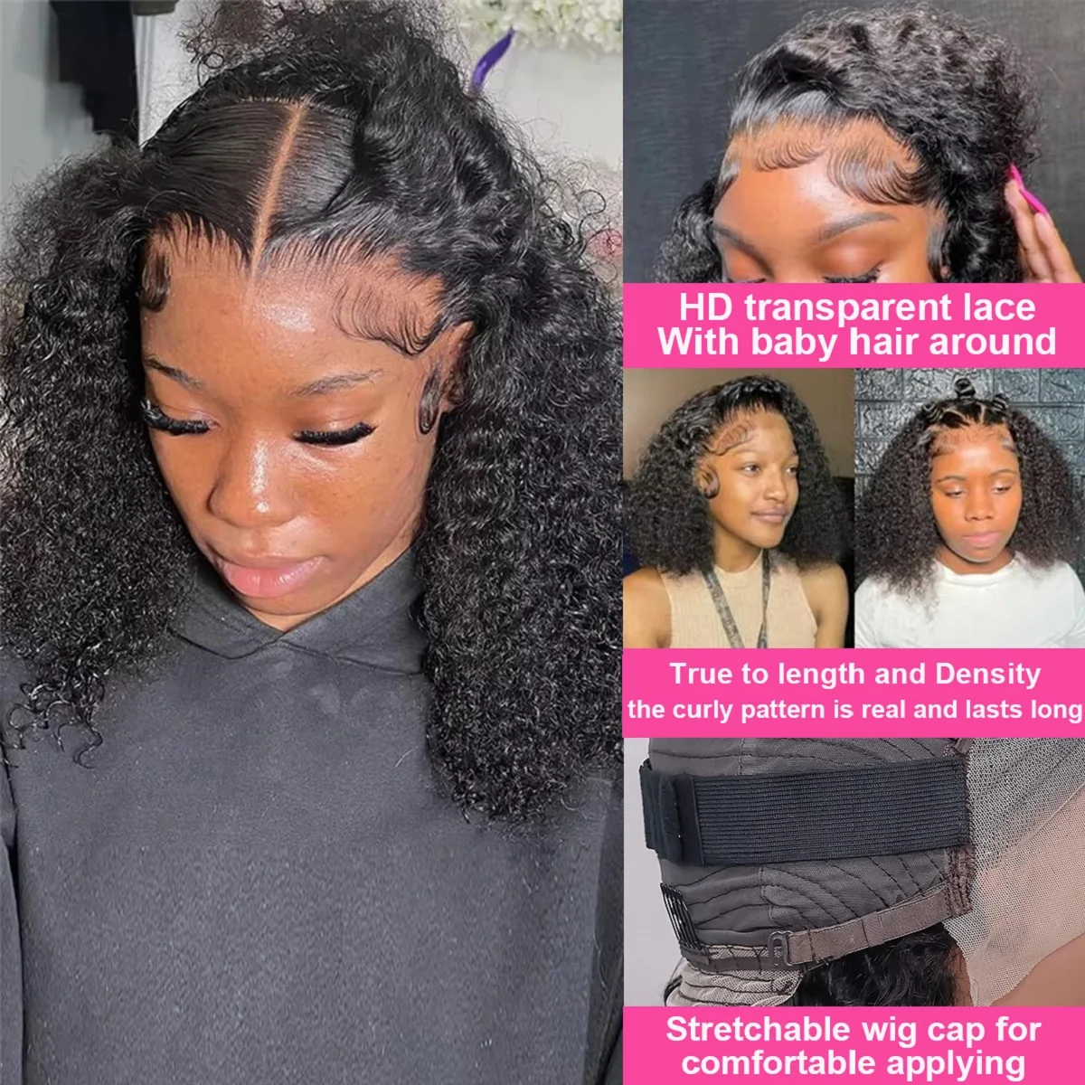 Vietnamese 13x4 Curly Lace Front Wig Short Bob Frontal Wig Deep Water Wave 2x6 4x4 5x5 HD Lace Closure Wig For Women PrePlcuked view 3