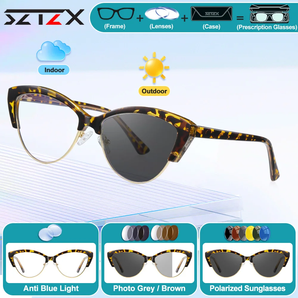 

SZTZX новый дизайн оправа-бабочка дизайн очки для близорукости по рецепту женские анти-синие лучи фотохромные компьютерные оптические очки