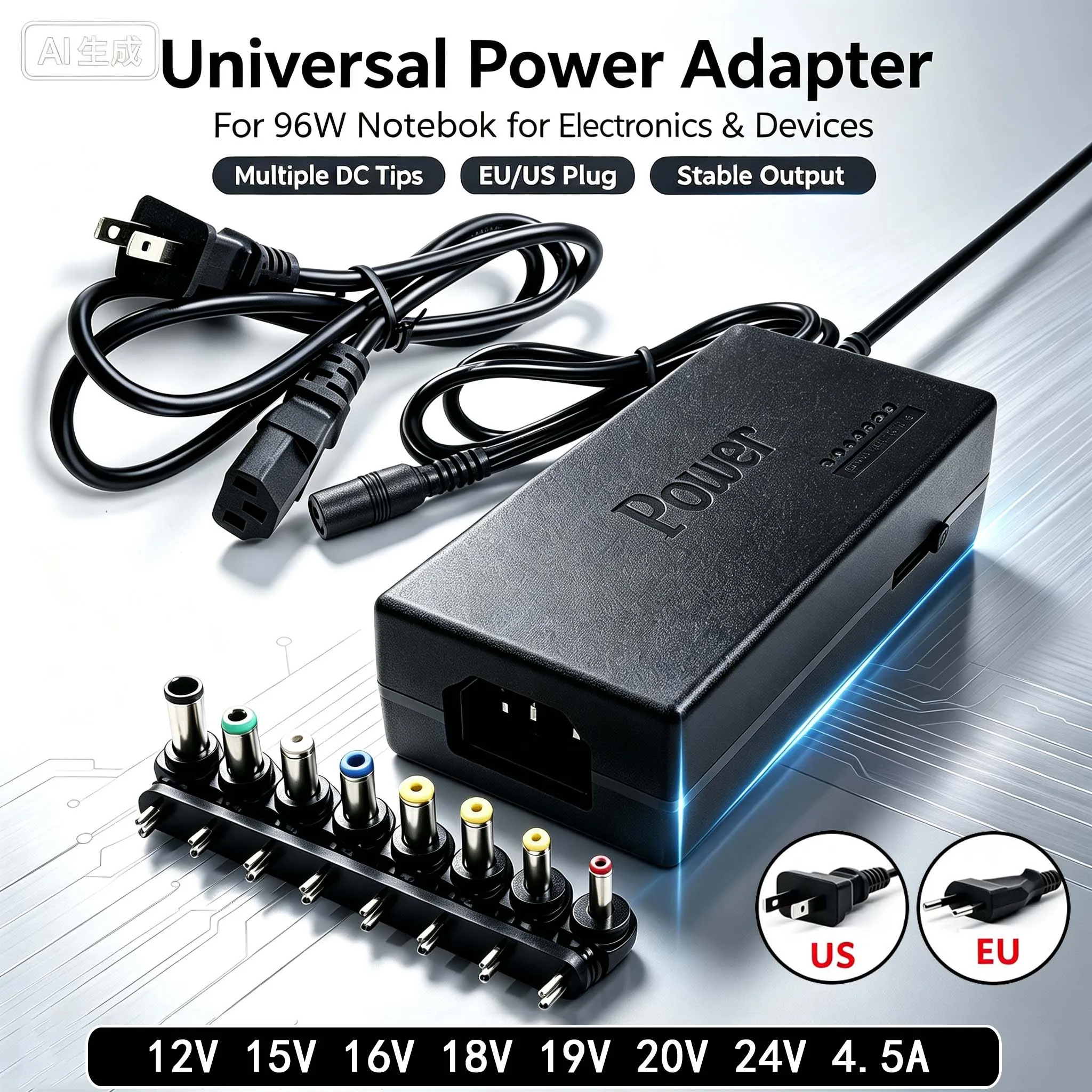 96W Universal PortableAC Laptop Power Adapter 12V 15V 16V 18V 19V 20V 24V 4.5A Charger For Dell Toshiba Hp Asus Acer Sony Lenovo