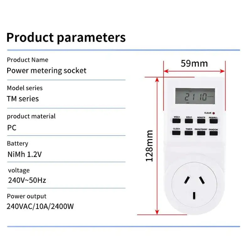 Elektronische Digitale Tijdschakelaar Socket EU/UK/US/AUPlug 24-uurs Cyclische Kookwekker Outlet Programmeerbare Timing Socket