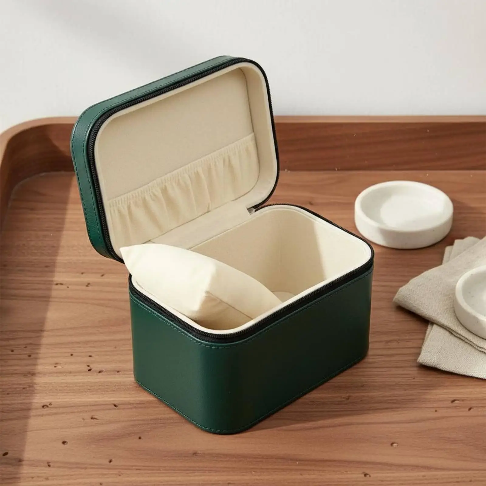 Watch and Bracelet Storage Box Travel Case for Jewelry Organizer Soft Interior Zippered Gift Container