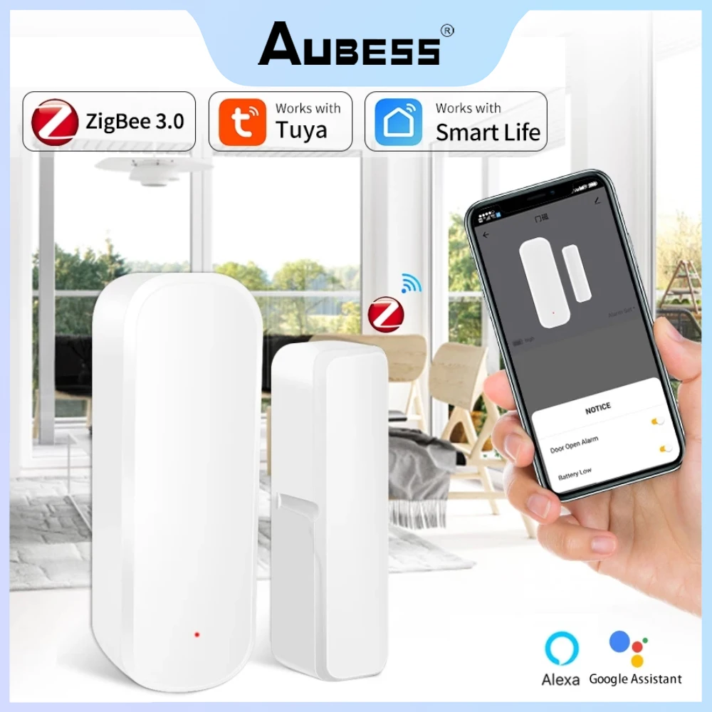 Tuya Smart ZigBee Door Window Sensor Smart Home Wireless Door Open Close Detectors APP Remote Alarm Work With Alexa Google Home 