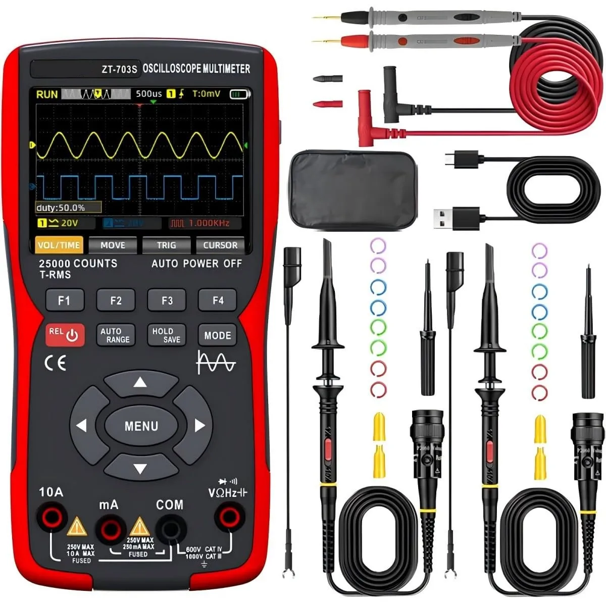 3 In 1 Handheld Oscilloscope Dual Channel Digital Multimeter & Signal Generator Integrated Multimeter Device Essential Tool